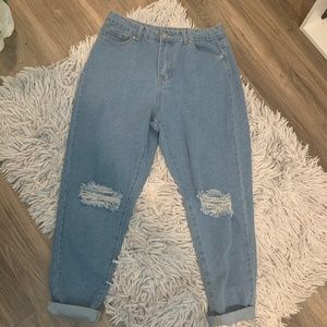 Mid Rise Distressed Boyfriend Jeans